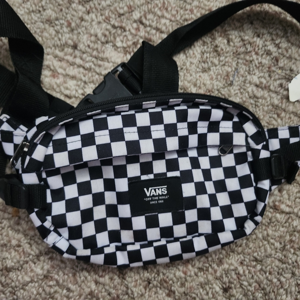 Vans Black and White Belt Bag Checkerboard Design